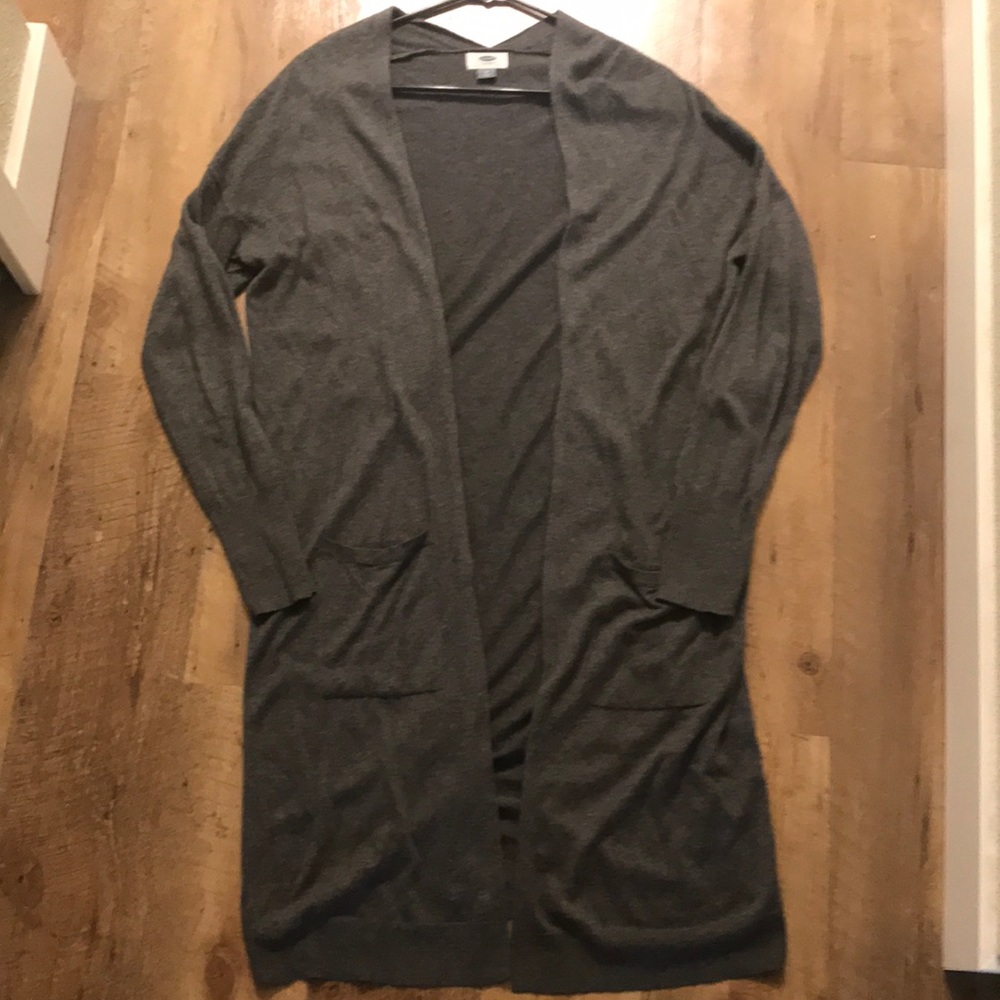 Lightweight long charcoal cardigan